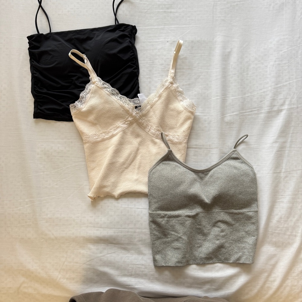 Stylish Women's Tank Tops - Black, Cream, and Gray